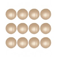 8" Paper Lantern Latte Regular Wire Value Pack (12 PCS)
